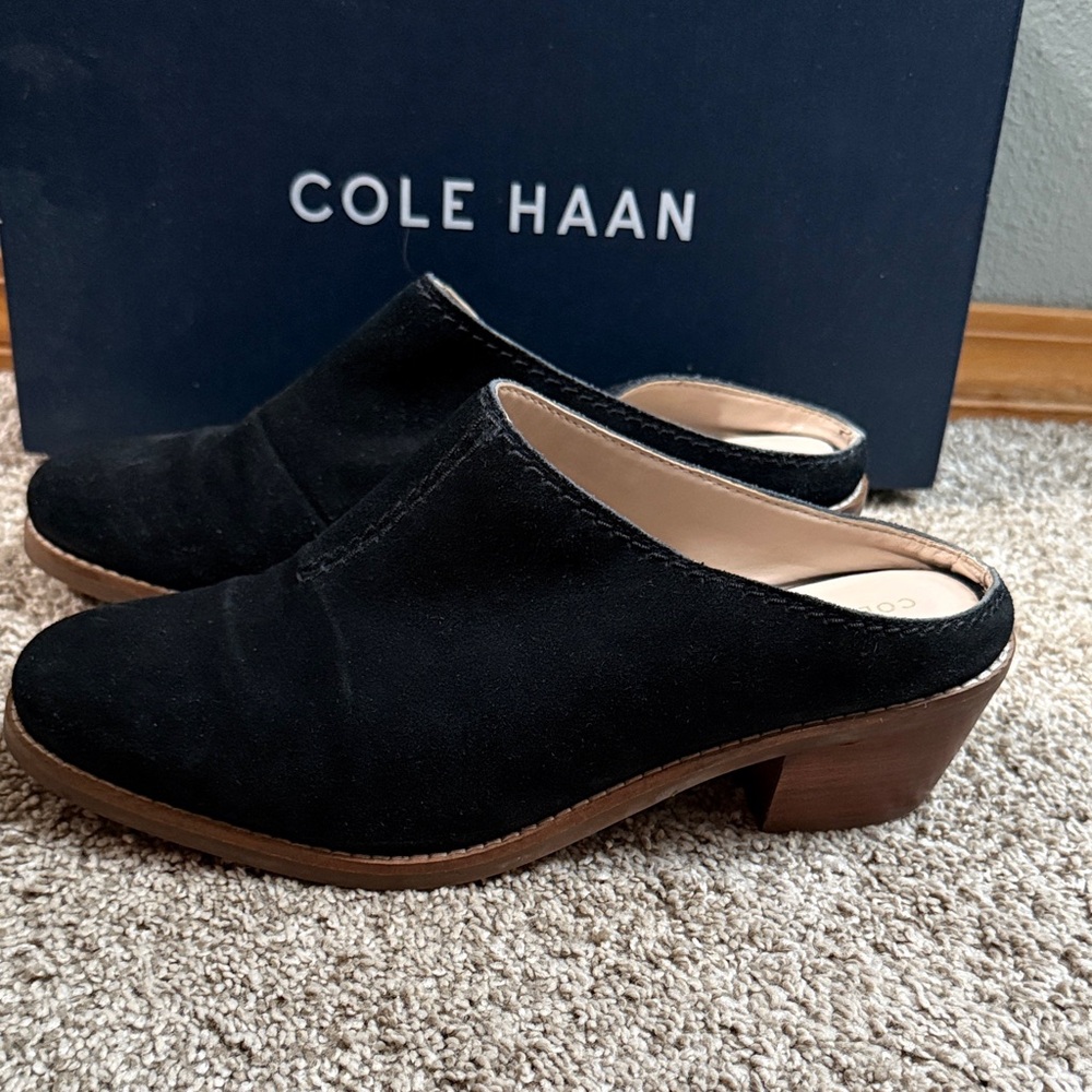 Cole Haan Black Suede Clogs